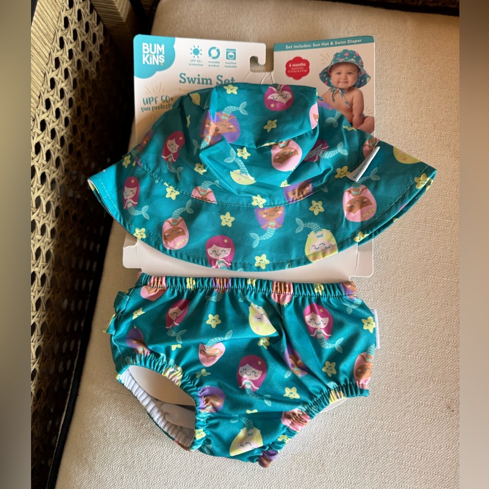Bumkins Kids Swim Set - Teal Mermaid Design